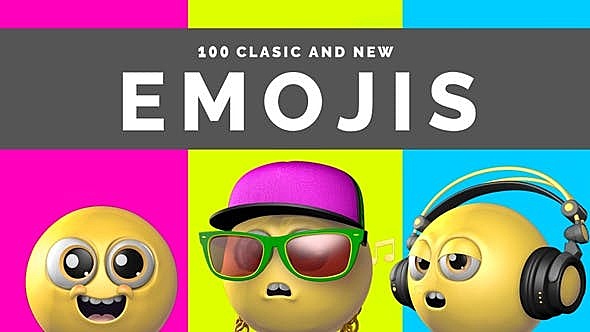 100个三维卡通Emojis表情包– 带通道