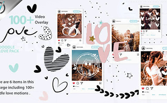 108个浪漫卡通爱情可爱手绘涂鸦动画包 Animated Doodle Love Pack Video Overlays