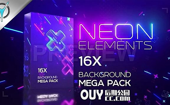 16个霓虹发光4K高清背景素材 Neon Elements Background Pack