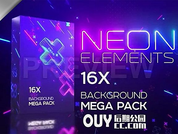 16个霓虹发光4K高清背景素材 Neon Elements Background Pack